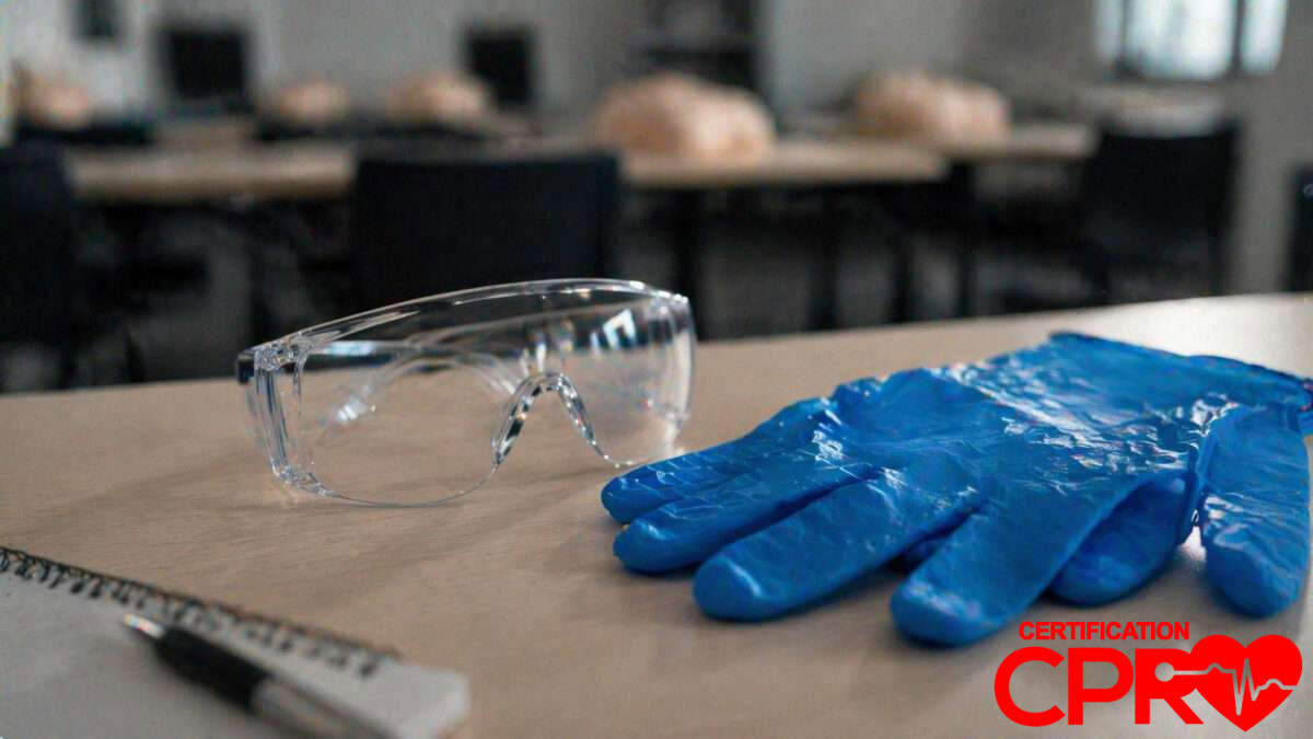 PPE gear for bloodborne pathogens training in CPR certification classes Orlando.