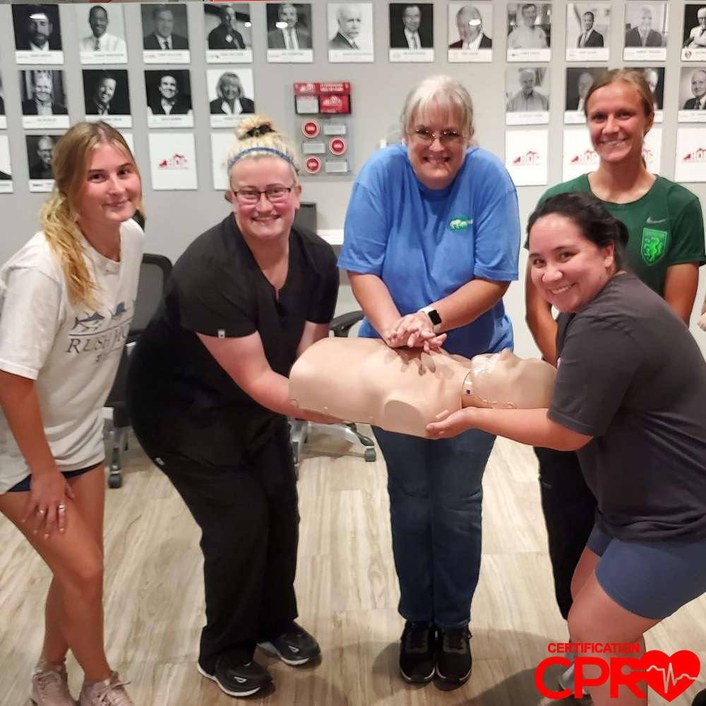 Group CPR training session in Orlando with certification course.