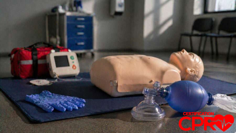 CPR training manikin with AED and rescue mask for certification in Orlando.